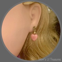 Small Pink Heart Dangle Doll Earrings • 18 Inch Fashion Doll Jewelry - $4.90