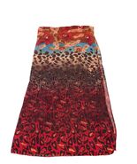 Joy Susan Feather Paisley Ombre Scarf Red Brown Boho Lightweight Wrap Mid-2000s - $13.50