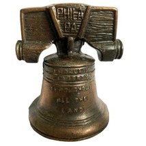Souvenir Liberty Bell Phila PA Cast Metal Copper Tone 2.75” Mini Rings Vtg - £19.84 GBP