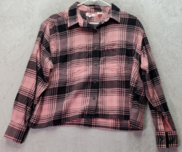 Levi&#39;s Crop Top Womens Small Pink Plaid Flanner Long Sleeve Collared Button Down - £17.68 GBP