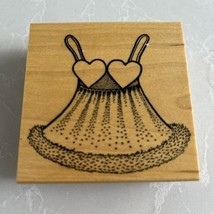 Red Hot Rubber Sexy Heart Negligee New Wood Stamp 3”x3” - $110.78 MXN