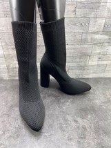 Nasty Girl Sock Boots Women 9M Shoes Black Knit SlipOn Block Heel Casual... - $27.54