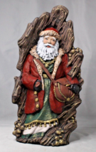 Santa Claus Ceramic Figure 11&quot; With Green Clothes And Red Coat Christmas - £12.98 GBP