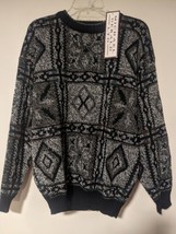 Vtg Michael Gerald Knit Sweater Mens L Black White 80s 90s Indie Grandpa Funky  - £29.33 GBP