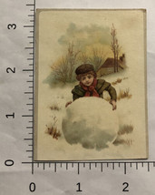 Young Kid Building A Snowman Victorian Trade Card VTC 6 - $6.92