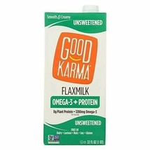 Good Karma Non Dairy Unsweetened Flaxmilk (32 oz Carton) Vegan Protein Packed... - £29.60 GBP