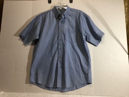 L. L. Bean Shirt Mens Medium Blue Button Up Outdoor Casual Cotton Camp Mens - $13.81