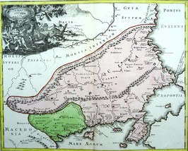 Turkey, Greece, Bulgaria, map by Weigel, 1719, Thracia antiqua Excudit... - $58.75