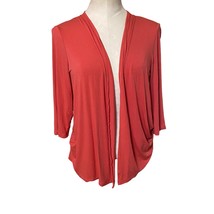 J. Jill Wearever Collection Open Front 3/4 Sleeve Cardigan Sweater Coral Size M - £21.86 GBP