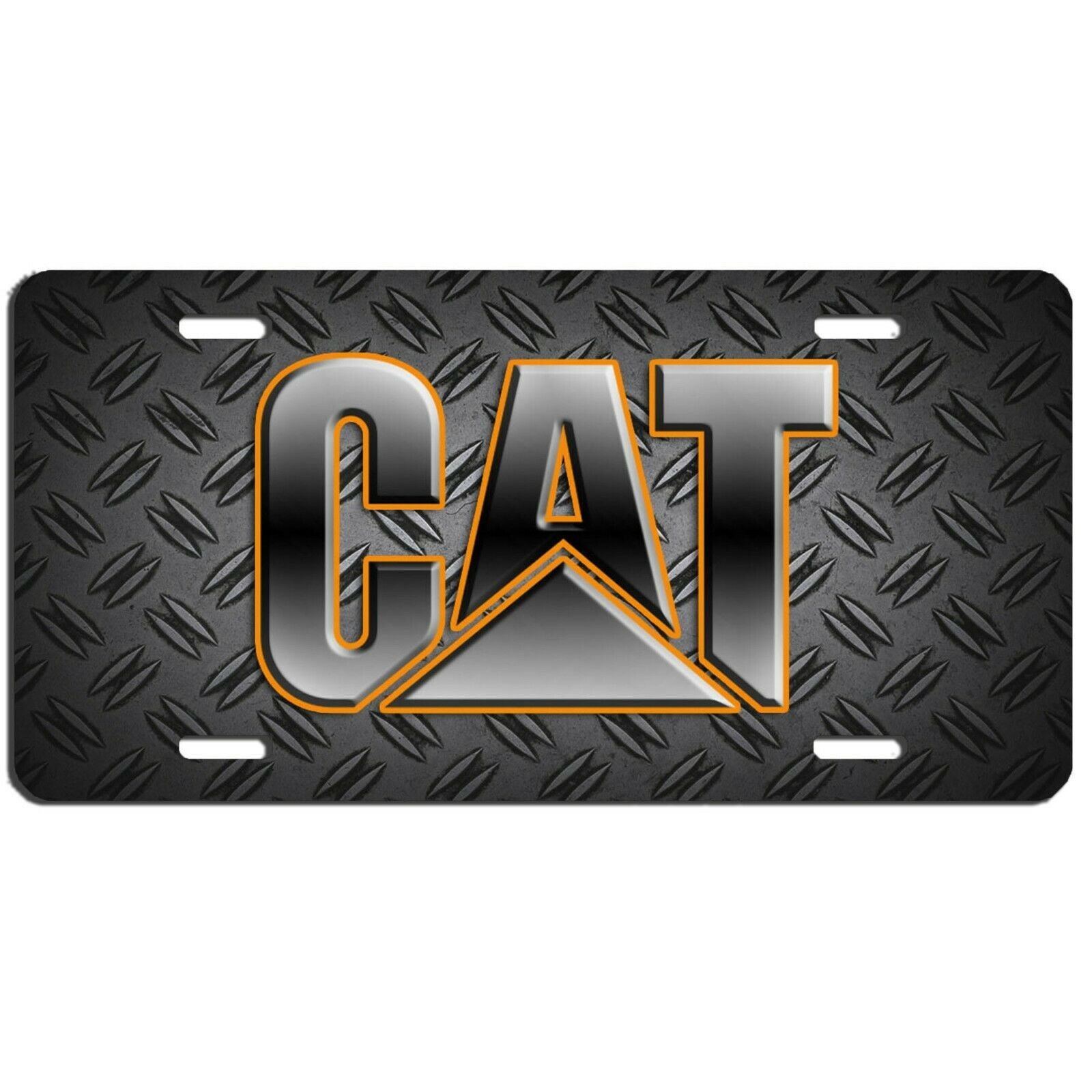 Caterpillar vanity art aluminum license plate car truck SUV tag gray diamond - $17.08