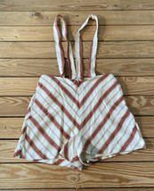 urban outfitters Women’s stripe suspender shorts size S Cream rust i5 - £10.48 GBP