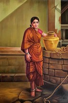 Beautiful Lady with Water Pot painting Art : Canvas | Oil Painting | 36 ... - £195.82 GBP