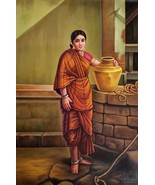 Beautiful Lady with Water Pot painting Art : Canvas | Oil Painting | 36 ... - £169.18 GBP