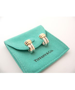 Tiffany &amp; Co Silver 18K Gold Atlas Loop Hoop Clip On Earrings Gift Pouch... - £430.03 GBP