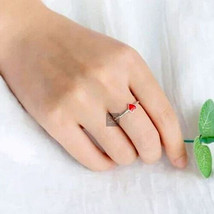 Attractive Red Heart Enamel Ring, Heart Pattern Ring, Beautiful Love Ring - £44.06 GBP
