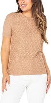 Well Worn Women&#39;s Size XL Tan Short Sleeve Knit Top Sweater NWT - $8.09