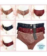 3Pack Floral Embroidery Shiny Stretch Satin Low Rise Cheeky Bikini Hipst... - $24.86 CAD