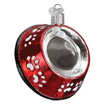 Old World Christmas Dog Bowl with Paw Prints Glass Ornament 32285 FREE B... - $14.83