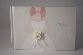 Beautiful Handmade Ivory Wedding Guest Book Bride with Posy - £28.77 GBP