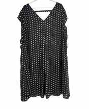 DR2 Women’s Size 3X Sleeveless Dress Lined Tucked Pleats Polka Dot  Black White - £22.47 GBP