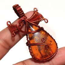 Baltic Amber Ethnic Wire Wrapped Handcrafted Copper Jewelry Pendant 2.3&quot; SA 1366 - $4.99