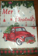 NEW Merry Christmas Outdoor Garden Flag w/ vintage pickup truck 12 x 18 ... - £6.30 GBP