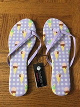 Chatties Ice Cream Cones Purple/Yellow Womens Flip Flops Size 7/8-New-SHIP 24HRS - £14.93 GBP