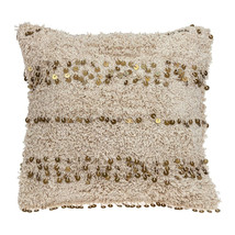 Boho Woven Shaggy Sequin Throw Pillow - £41.34 GBP