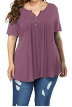 Poseshe V Neck Womens Size L 10-12 Henley Button Up Tunic Stretch Top Fl... - $18.70