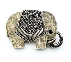 Vintage Silver Tone White Resin Good Luck Elephant Brooch Pin - £17.45 GBP