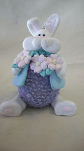 Easter Rabbit With Flowers Hanging Ornament, White With Pink Flowers - £19.98 GBP