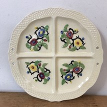 Vintage Japanese Basketweave Majolica Ceramic Cookie Dessert Serving Tra... - £40.05 GBP