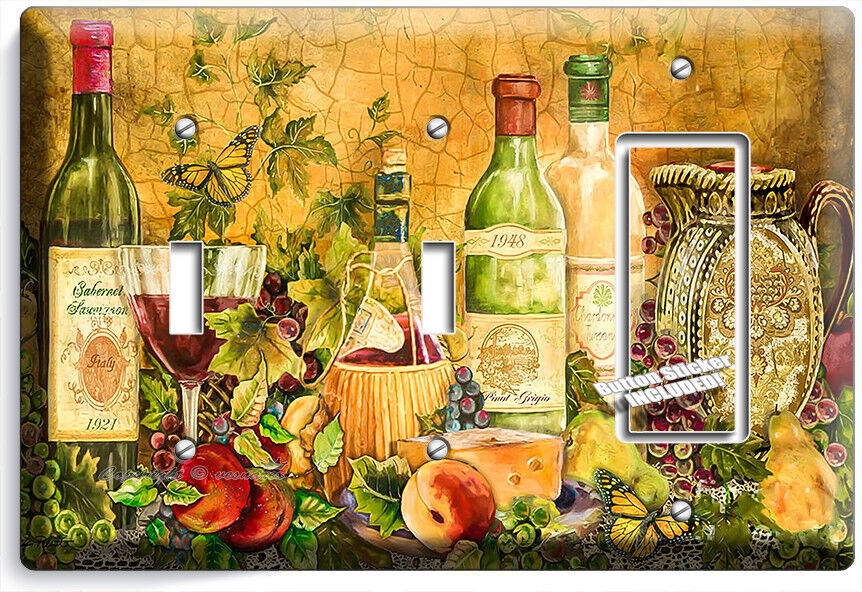 RUSTIC TUSCAN KITCHEN WINE BOTTLE WINE GLASS LIGHT SWITCH OUTLET ART WALL PLATES Item image 5