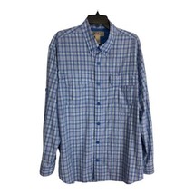 Duluth Mens Shirt Button Up Adult Size Large Blue Plaid Long Sleeve Vented - £26.85 GBP
