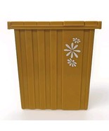 Vintage Fesco Y-123 Hard Plastic Trash Bin Mustard Yellow/Gold Daisy 12&quot;... - £27.37 GBP