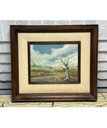 VTG Kay Bacher Signed Painting Antique Wood Framed Outdoor Scene Farm Tree - $68.36 CAD