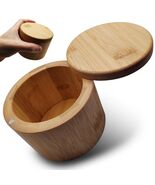 Salt Cellar Bamboo Storage Box Magnetic Swivel Lid Small Wooden Jar 3.5in - €8,89 EUR