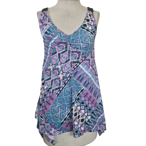 Primary image for Blue and Purple Geometric Pattern Tank Top Size XS