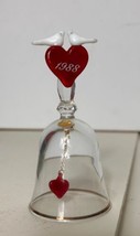 AVON 1988 Heart Songs Lovebirds Love Crystal Glass BELL Gold Trim Valentines Vtg - £16.31 GBP