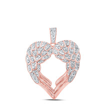 10kt Rose Gold Womens Round Diamond Wing Heart Pendant 1/2 Cttw - £586.40 GBP
