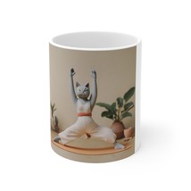 Ceramic Mug Cat Yoga Claymation Gifts for Yoga Lovers Gifts for Cat Love... - £11.98 GBP