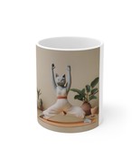 Ceramic Mug Cat Yoga Claymation Gifts for Yoga Lovers Gifts for Cat Love... - £11.78 GBP