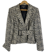 Liz Claiborne Blazer Jacket Size 14P Leopard Animal Print Belted Front M... - $67.55 CAD