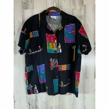 Hot Cotton Womens Camp Shirt Approx Size Large Cultural Tribal Pattern READ - $24.72