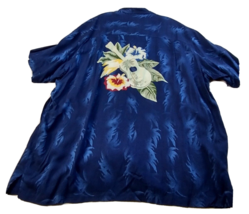 Cherokee-Mens Hawaiian Shirt-2XL XXL-Blue Floral-100% Rayon Button Down 2280 - £17.55 GBP