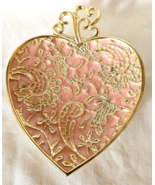 Cynthia Rowley Trinket Dish Jewelry Heart Shaped Dish Tray Pink Enamel G... - $28.86 CAD