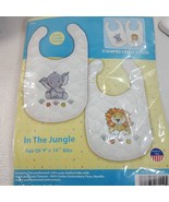 NEW Design Works In the Jungle bib baby Stamped Cross Stitch Kit lion el... - $11.00