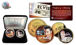 Elvis Presley 75th 24K Gold Usa 2 Coin Set Quarter Half Dollar Box Certifed - £14.83 GBP