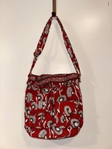 VERA BRADLEY Cinch Tote Bag Retired Red Deco Daisy Purse Shoulder Bag - £16.37 GBP