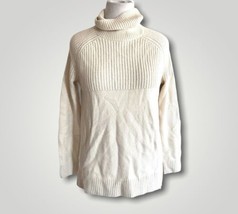 New Caslon Womens Chunky Cable Knit Pullover Turtleneck Sweater medium Ivory - £19.03 GBP